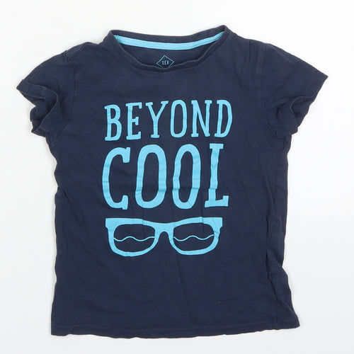 TEX Boys Blue  Cotton Basic T-Shirt Size 5-6 Years Crew Neck Pullover - Beyond Cool