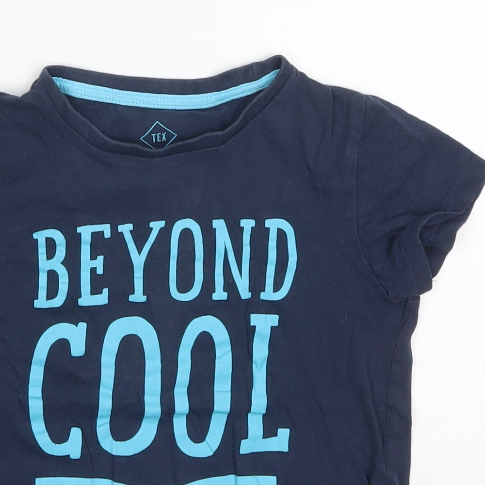TEX Boys Blue  Cotton Basic T-Shirt Size 5-6 Years Crew Neck Pullover - Beyond Cool