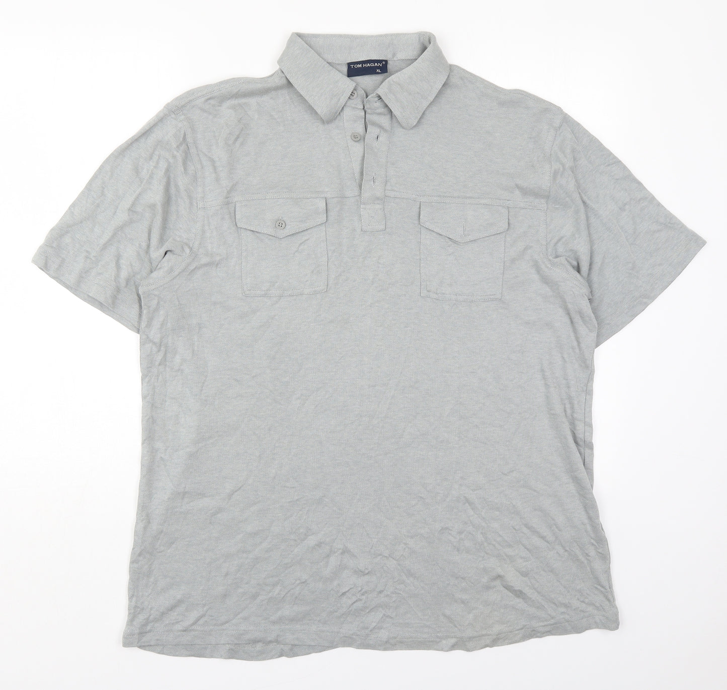 Tom Hagen Mens Grey  Cotton  Polo Size XL Collared Pullover