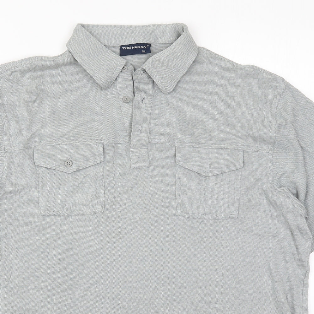 Tom Hagen Mens Grey  Cotton  Polo Size XL Collared Pullover
