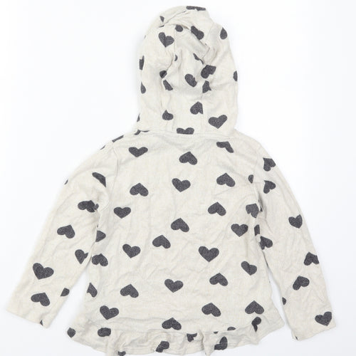 F&F Boys Beige  Vinyl Pullover Hoodie Size 5-6 Years  Pullover - Love Hearts