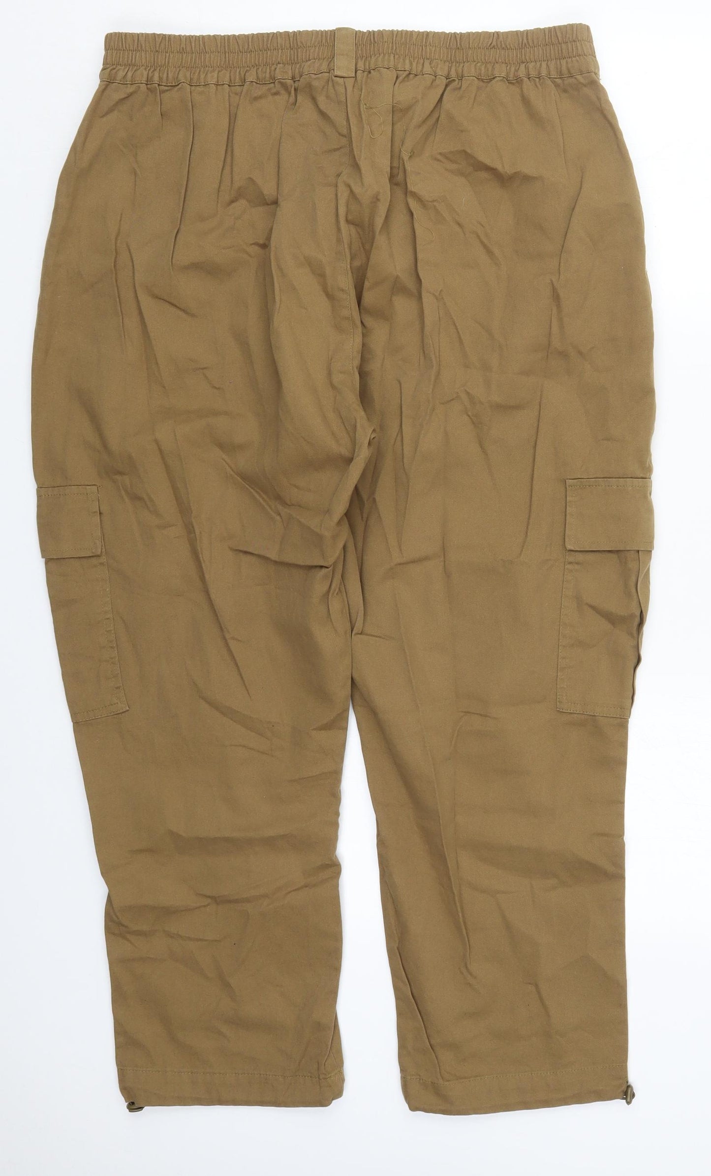 Primark Womens Brown  Cotton Cargo Trousers Size 20 L26 in Regular Button