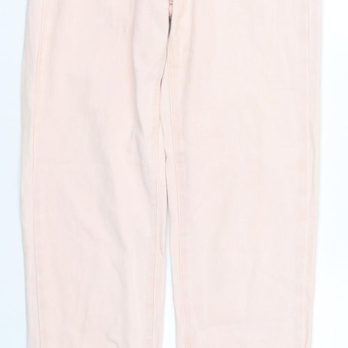 PRETTYLITTLETHING Womens Pink  Cotton Straight Jeans Size 6 L32 in Regular Button