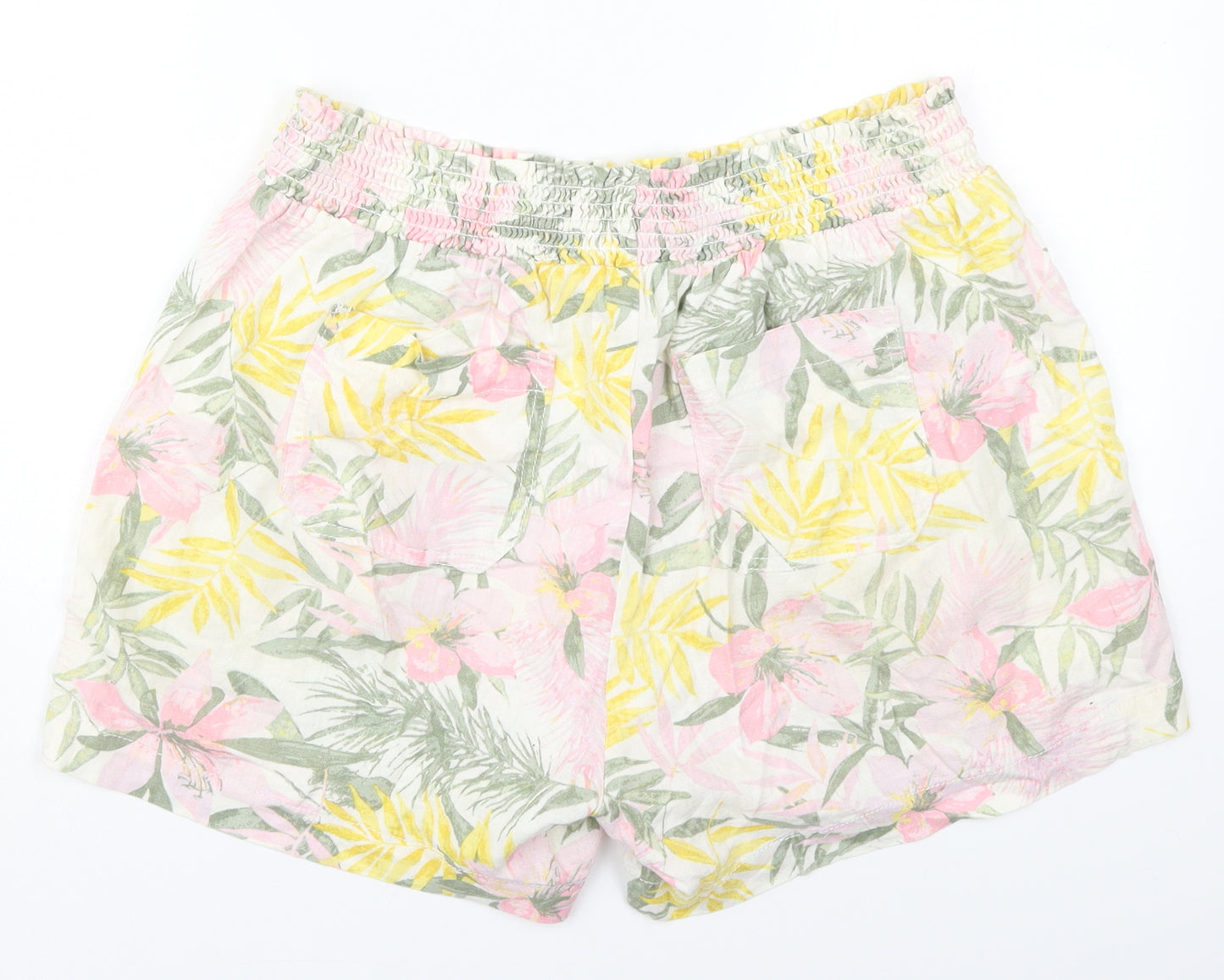 Briggs Womens Multicoloured Floral Linen Mom Shorts Size L L4 in Regular Drawstring