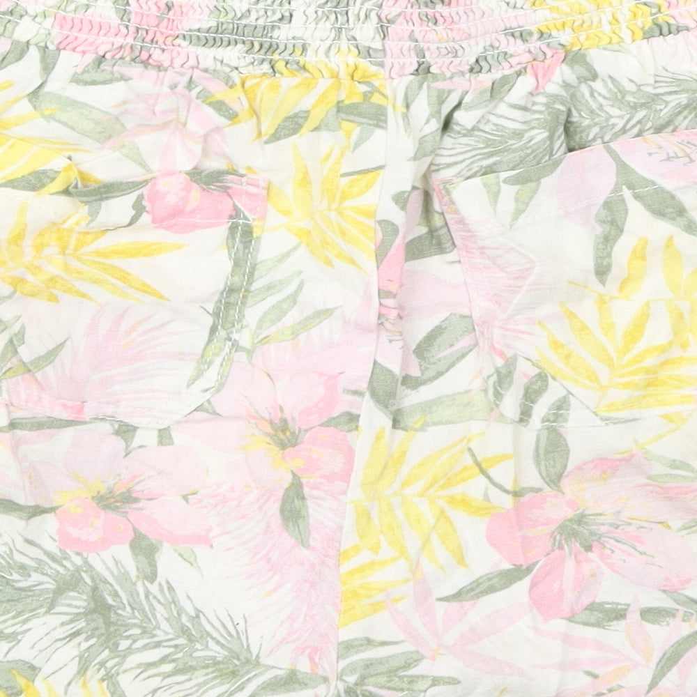 Briggs Womens Multicoloured Floral Linen Mom Shorts Size L L4 in Regular Drawstring