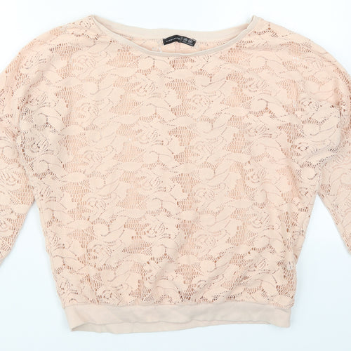 Atmosphere Womens Pink Round Neck Floral Polyester Pullover Jumper Size 12