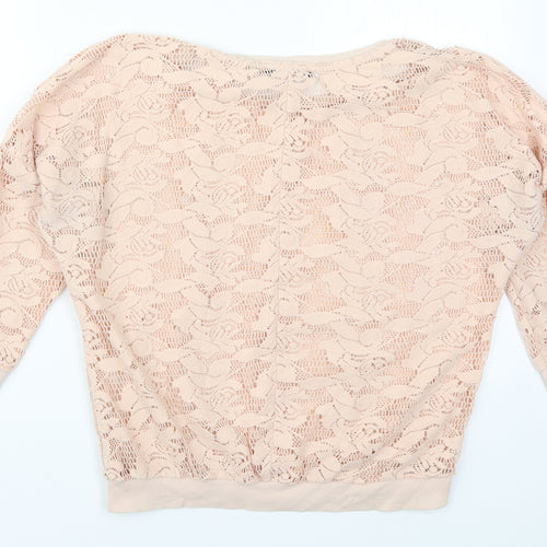 Atmosphere Womens Pink Round Neck Floral Polyester Pullover Jumper Size 12