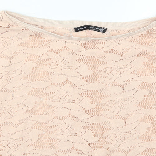 Atmosphere Womens Pink Round Neck Floral Polyester Pullover Jumper Size 12