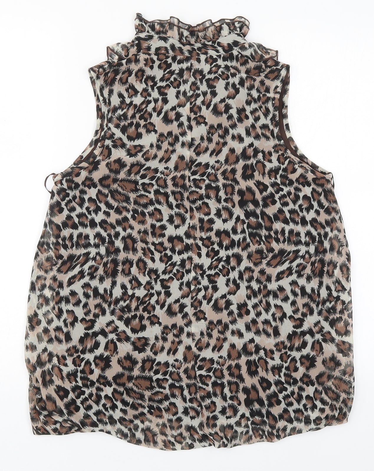 Select Womens Brown Animal Print Polyester Basic Blouse Size 12 V-Neck