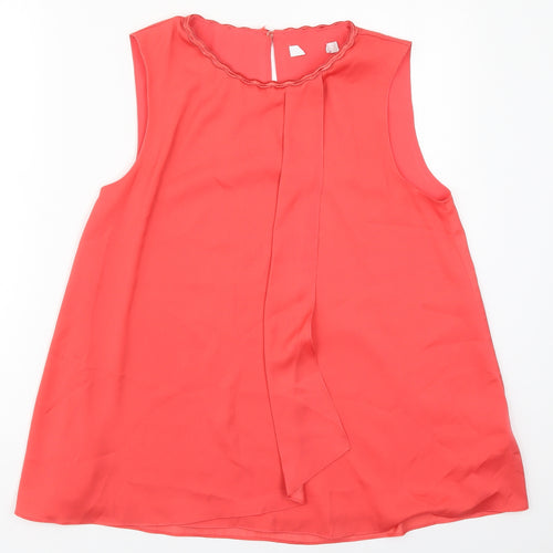 Preworn Womens Red  Polyester Basic Blouse Size 10 Off the Shoulder