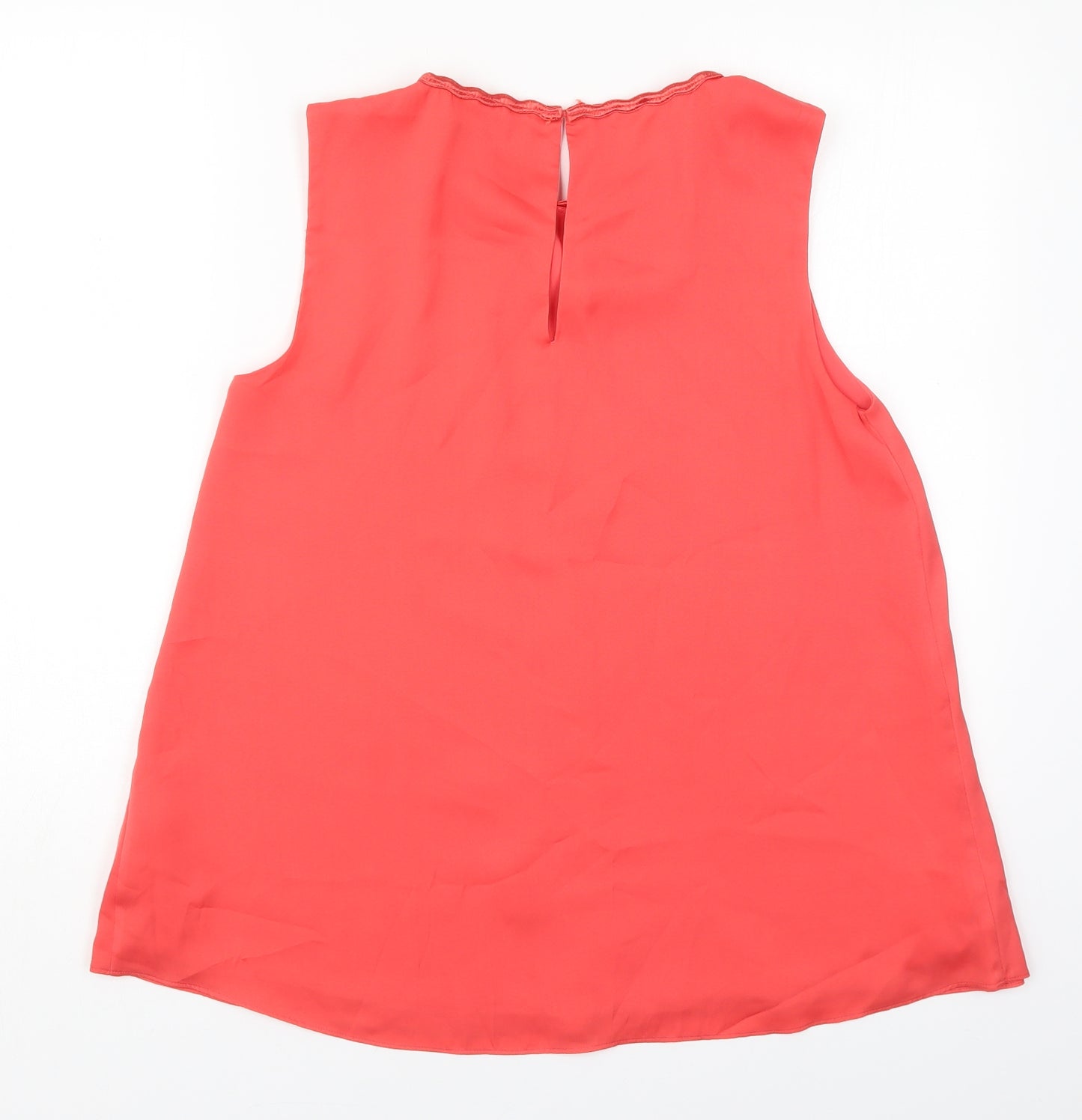 Preworn Womens Red  Polyester Basic Blouse Size 10 Off the Shoulder