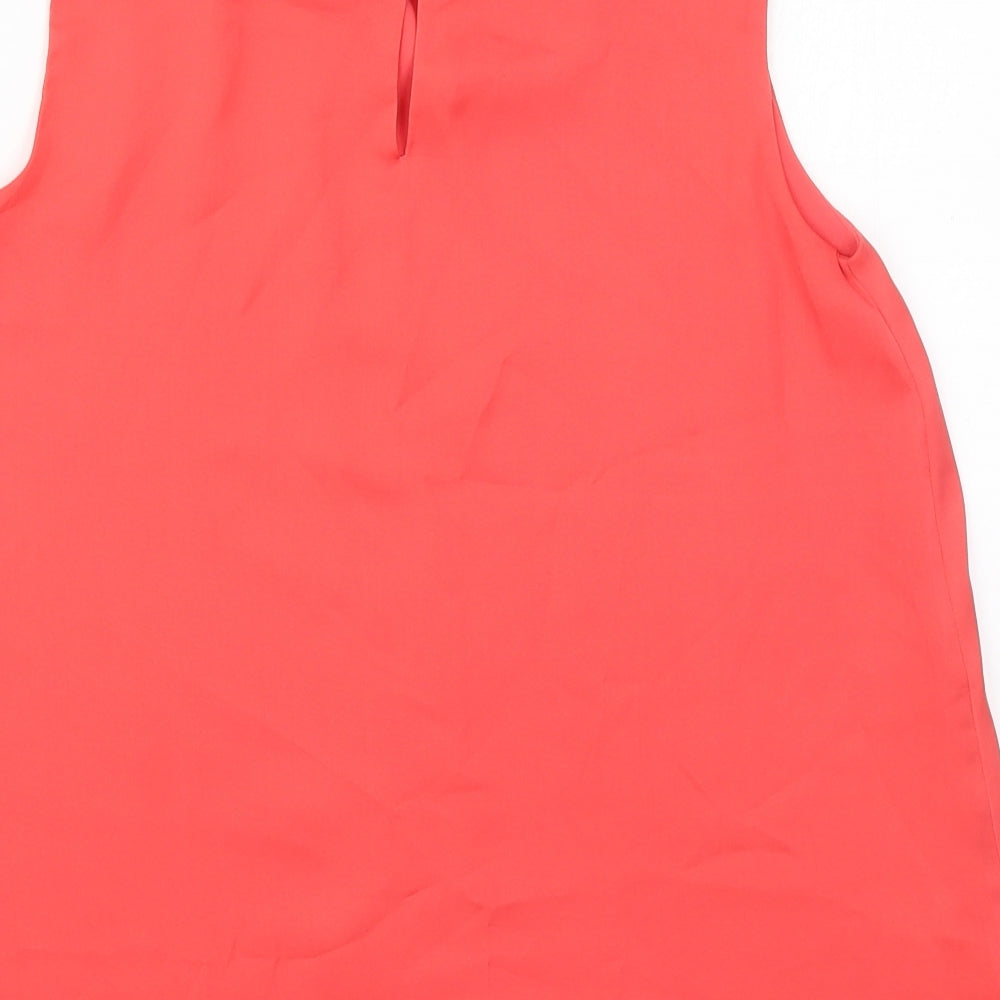 Preworn Womens Red  Polyester Basic Blouse Size 10 Off the Shoulder