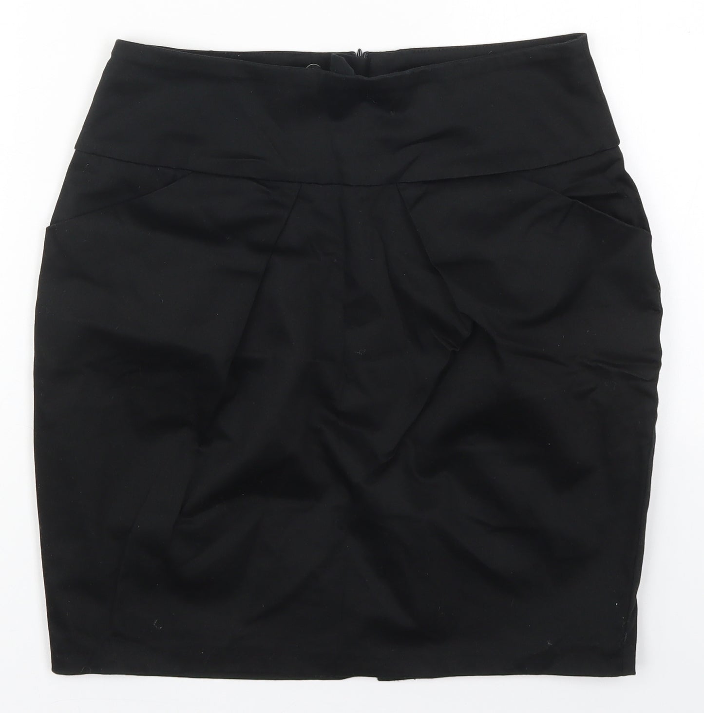 Dorothy Perkins Womens Black  Cotton Mini Skirt Size 10   Zip