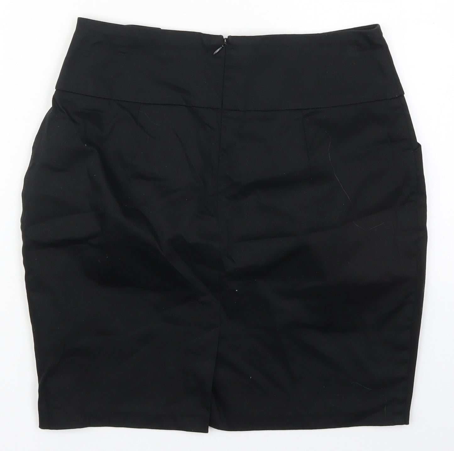 Dorothy Perkins Womens Black  Cotton Mini Skirt Size 10   Zip