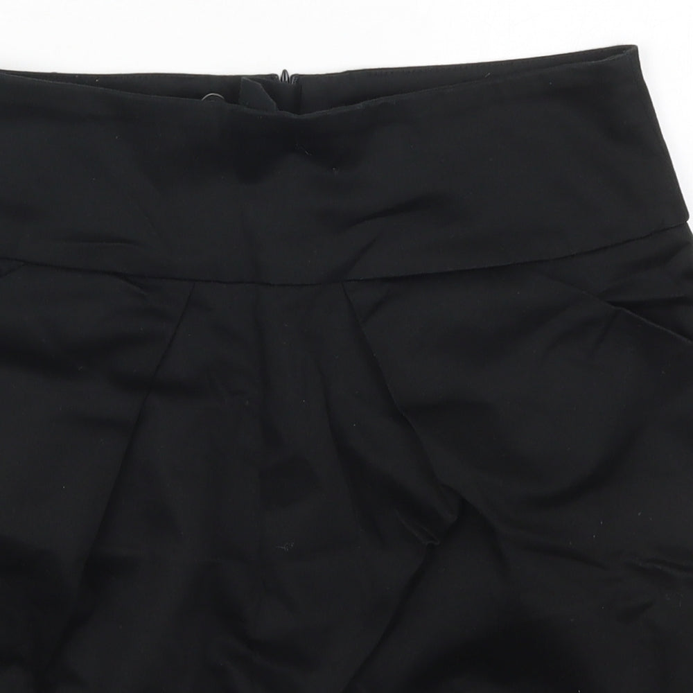 Dorothy Perkins Womens Black  Cotton Mini Skirt Size 10   Zip