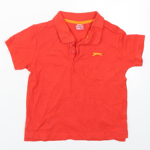 Slazenger Boys Red  Cotton Basic Polo Size 5-6 Years Collared Pullover