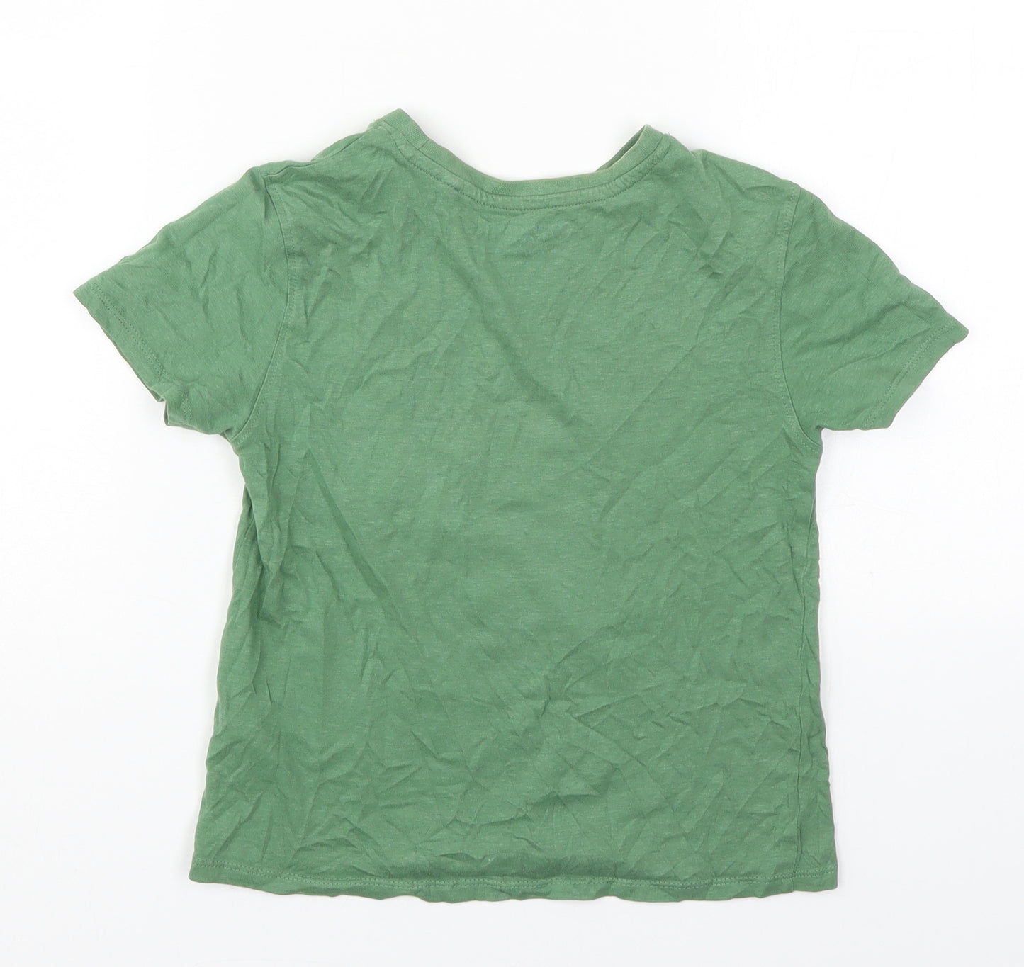 Primark Boys Green  Cotton Basic T-Shirt Size 6-7 Years Crew Neck Pullover - Yeah Yeah Yeah