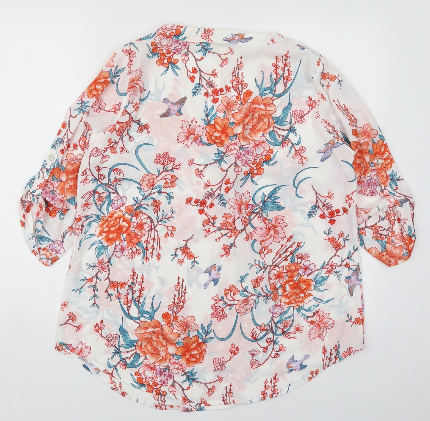 George Womens Multicoloured Floral Polyester Basic Blouse Size 14 V-Neck