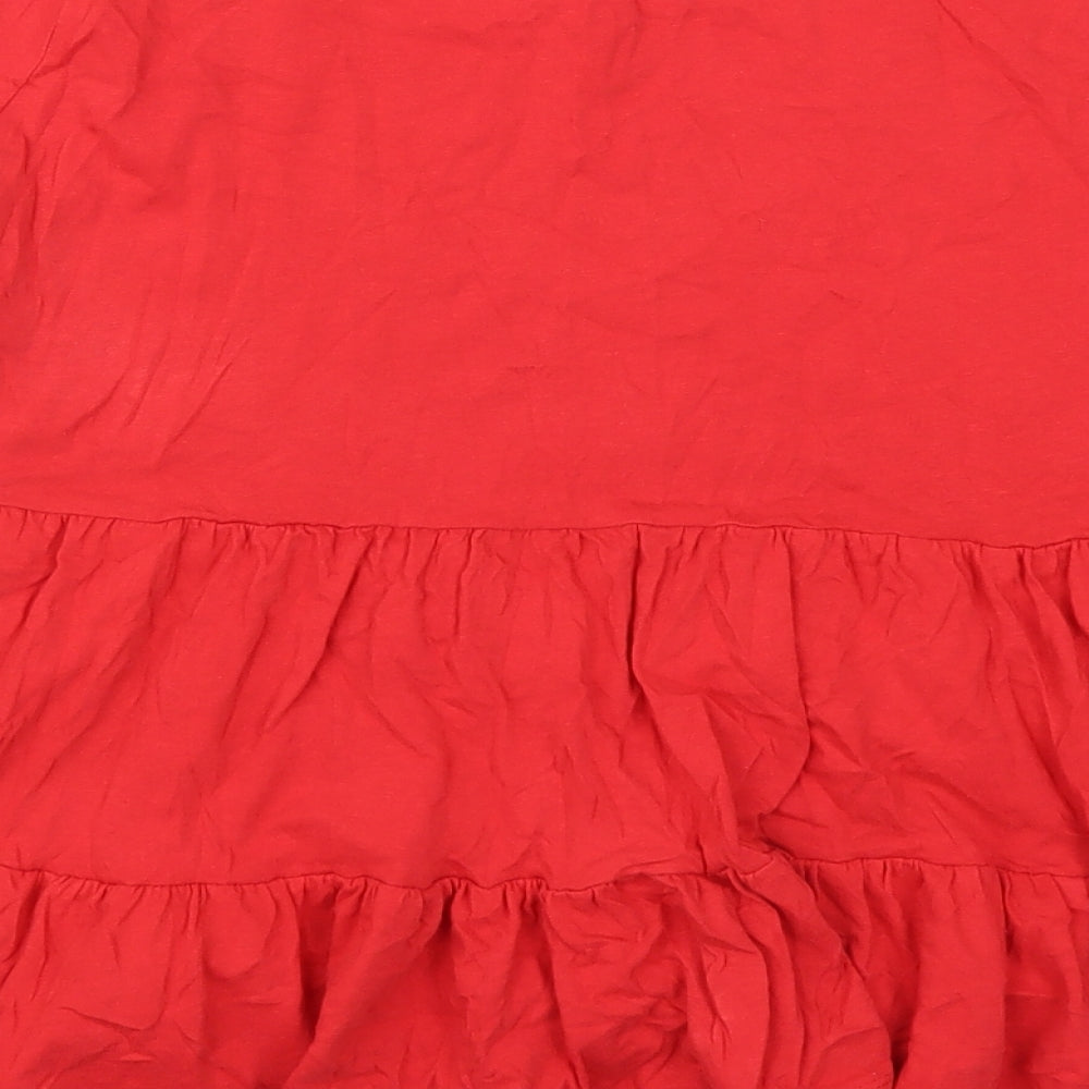 New Look Womens Red  Cotton Basic T-Shirt Size 14 Crew Neck