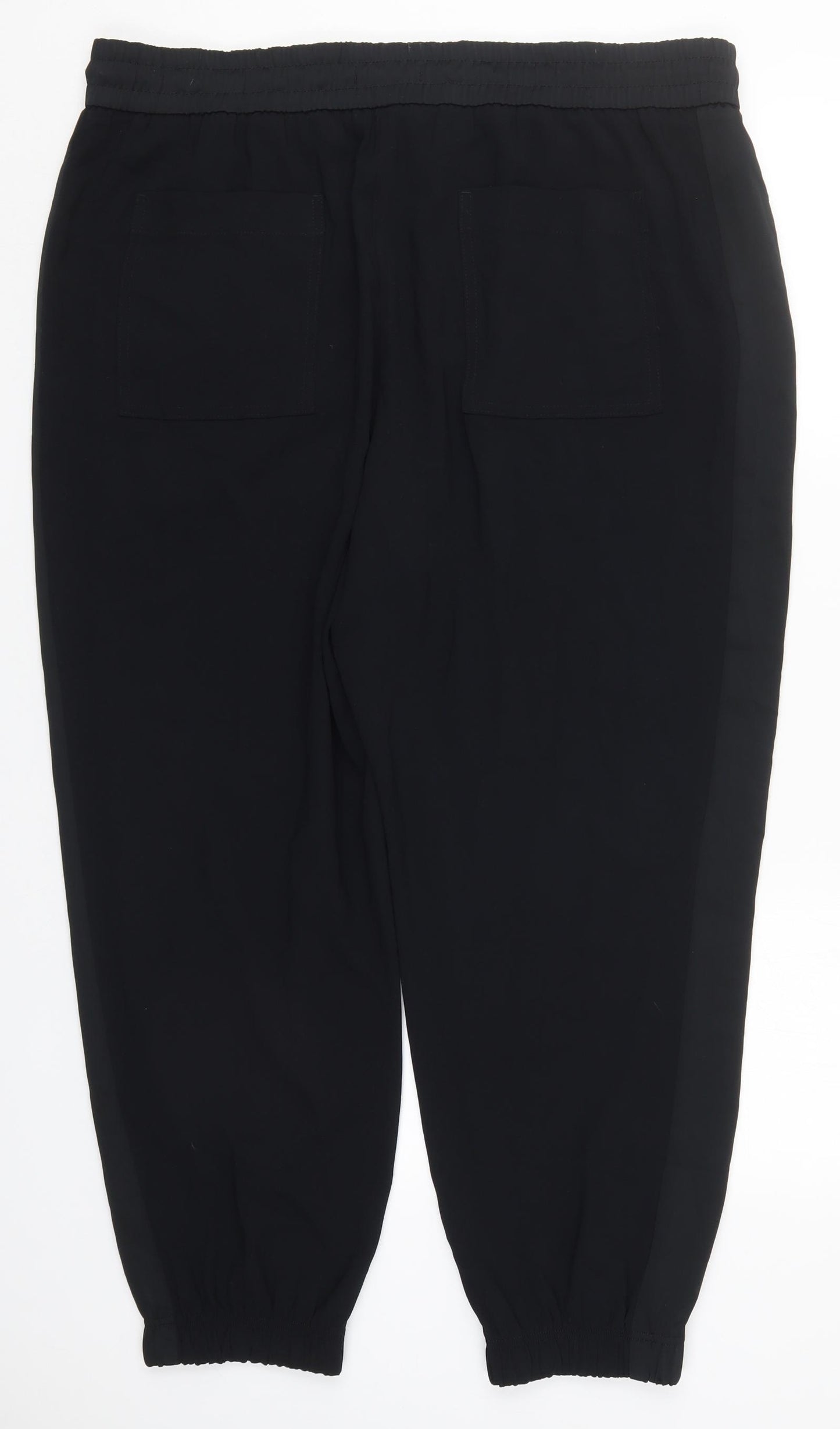 Marks and Spencer Womens Black  Polyester Trousers  Size 20 L27 in Regular Drawstring