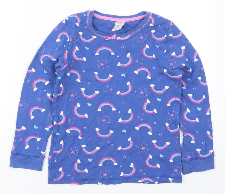 Lily & Dan Girls Blue Solid Cotton Top Pyjama Top Size 9-10 Years  Pullover - Rainbows