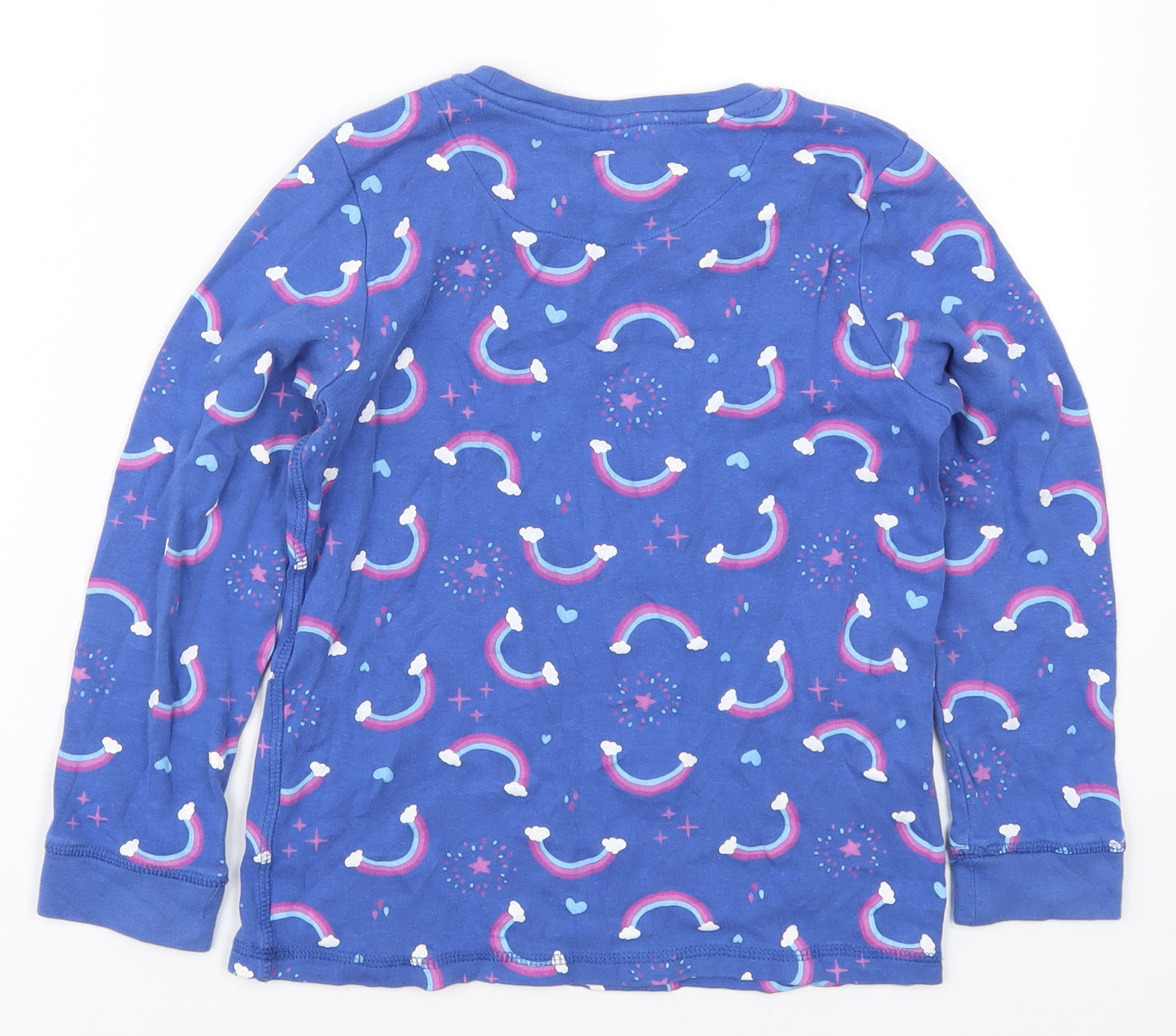 Lily & Dan Girls Blue Solid Cotton Top Pyjama Top Size 9-10 Years  Pullover - Rainbows