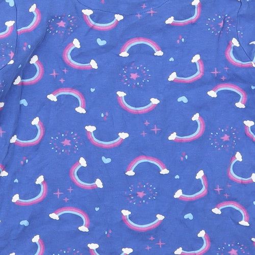 Lily & Dan Girls Blue Solid Cotton Top Pyjama Top Size 9-10 Years  Pullover - Rainbows