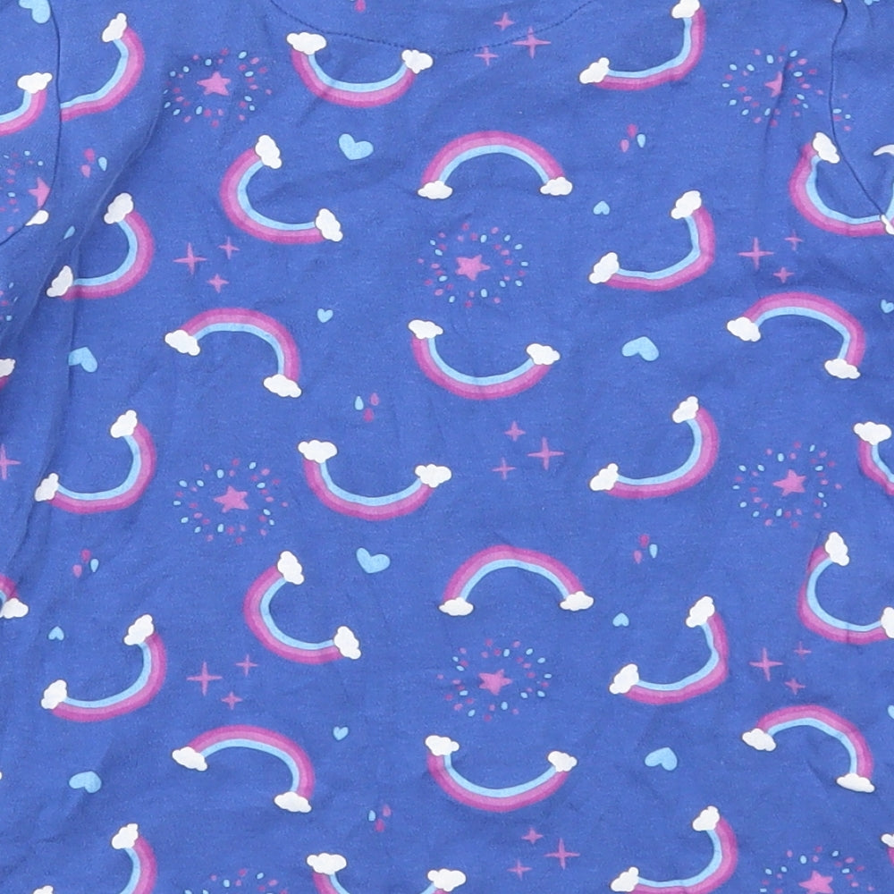 Lily & Dan Girls Blue Solid Cotton Top Pyjama Top Size 9-10 Years  Pullover - Rainbows