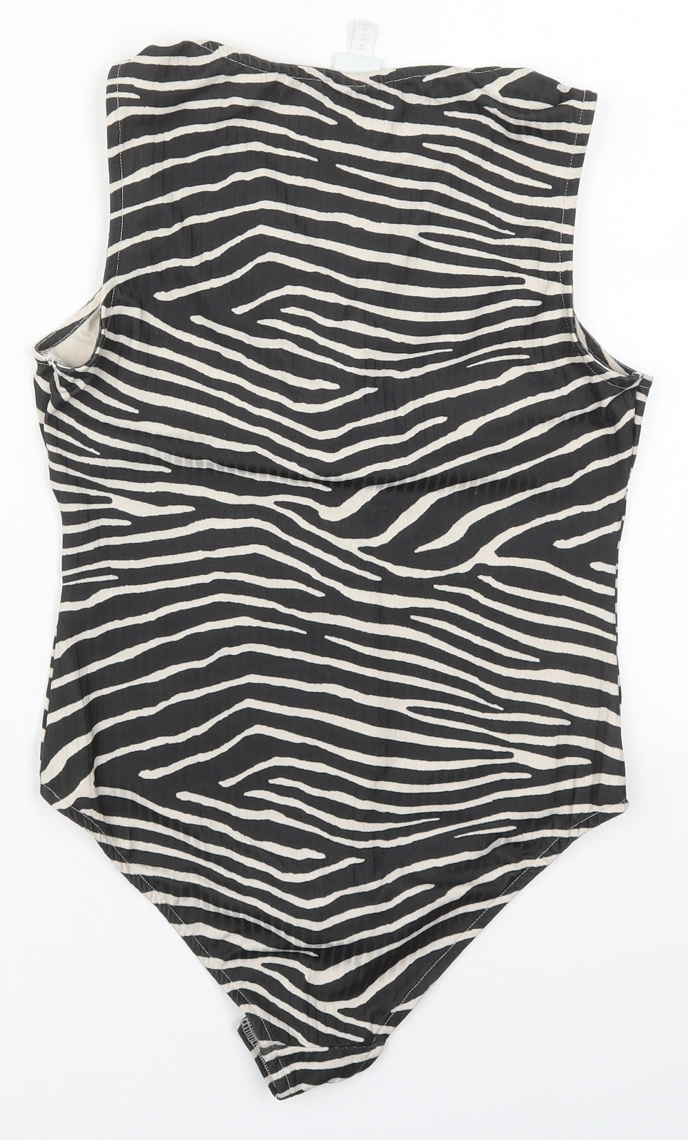 H&M Womens Grey Animal Print Polyester Bodysuit One-Piece Size M  Button