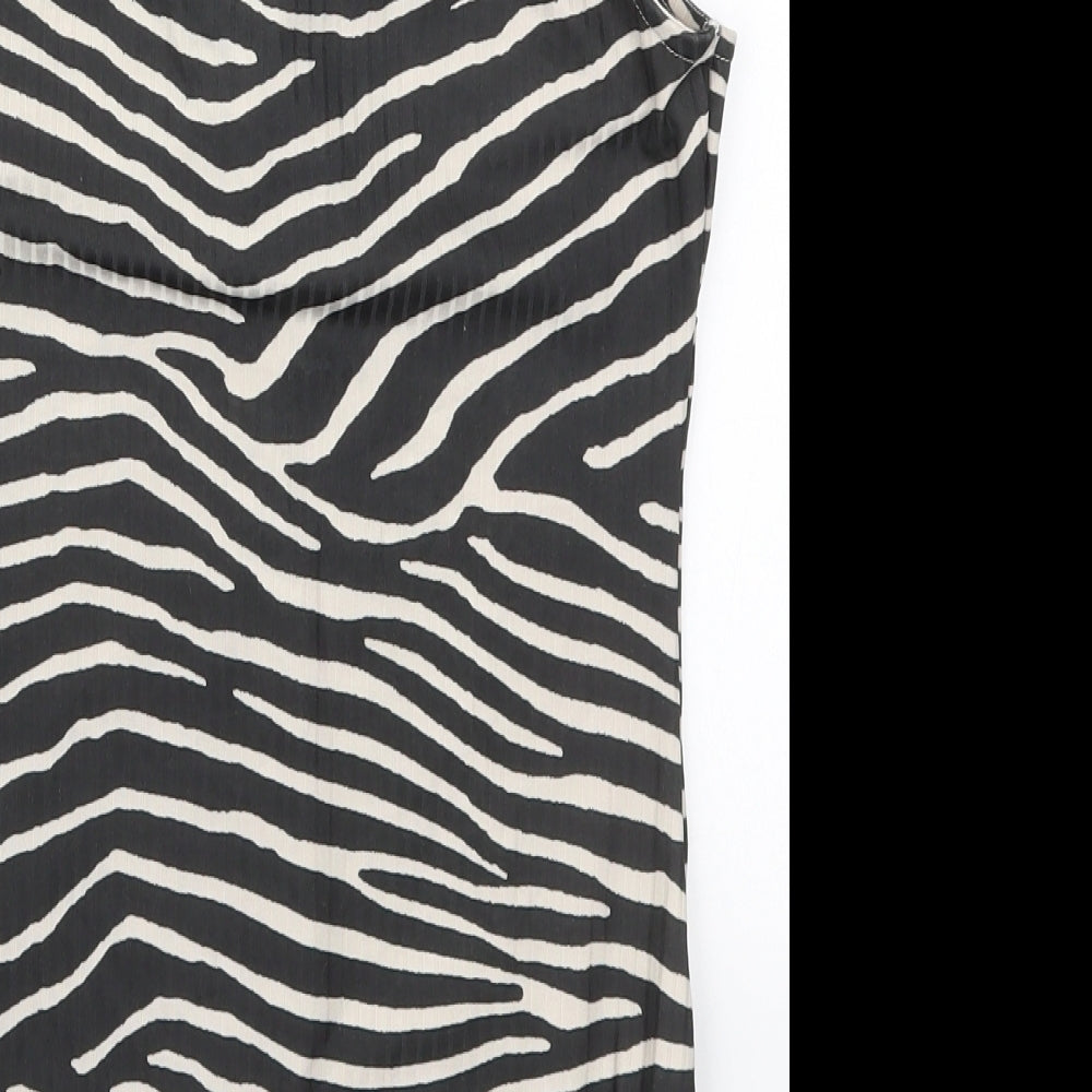 H&M Womens Grey Animal Print Polyester Bodysuit One-Piece Size M  Button