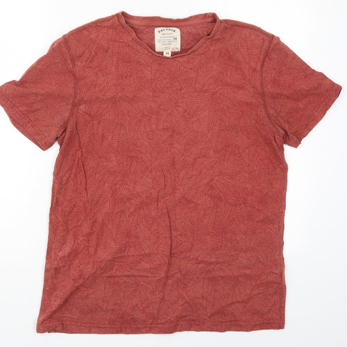 Fat Face Mens Red  Cotton  T-Shirt Size M Crew Neck  - Leaf Prints