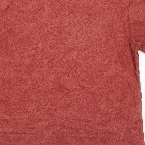 Fat Face Mens Red  Cotton  T-Shirt Size M Crew Neck  - Leaf Prints