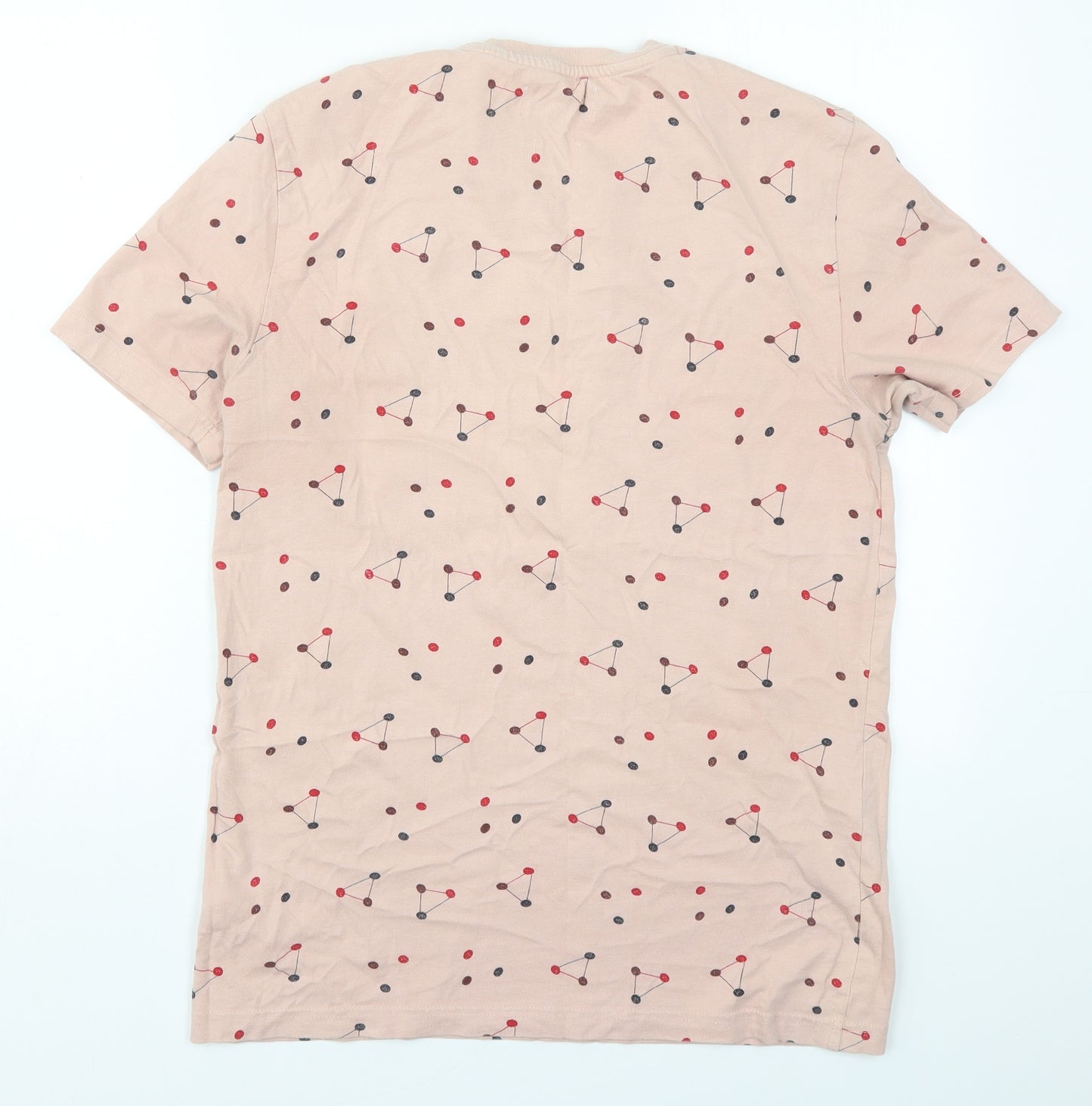 Fat Face Mens Pink Geometric Cotton  T-Shirt Size M Crew Neck