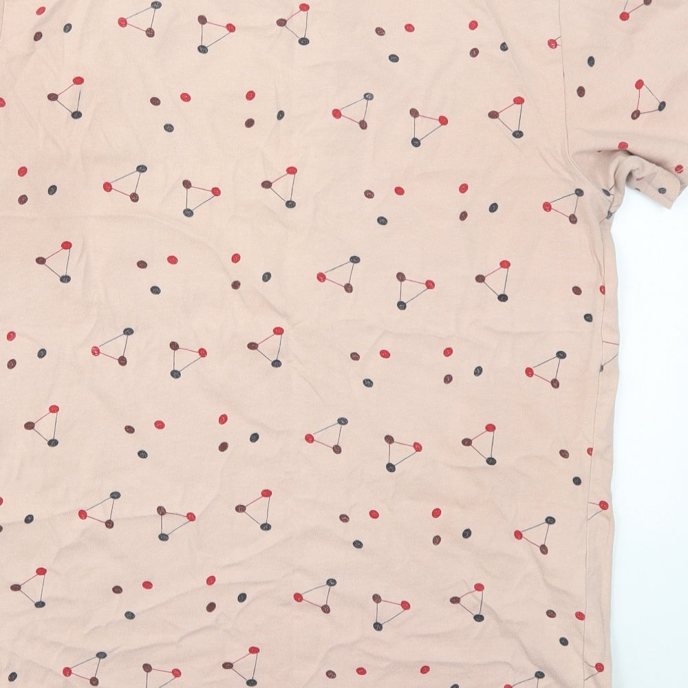 Fat Face Mens Pink Geometric Cotton  T-Shirt Size M Crew Neck