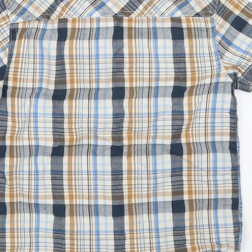 Rebel Boys Blue Plaid Cotton Basic Button-Up Size 5-6 Years Collared Button - Chest Pocket