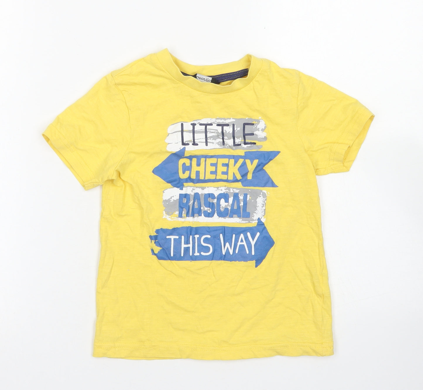 George Boys Yellow  Cotton Basic T-Shirt Size 4-5 Years Crew Neck