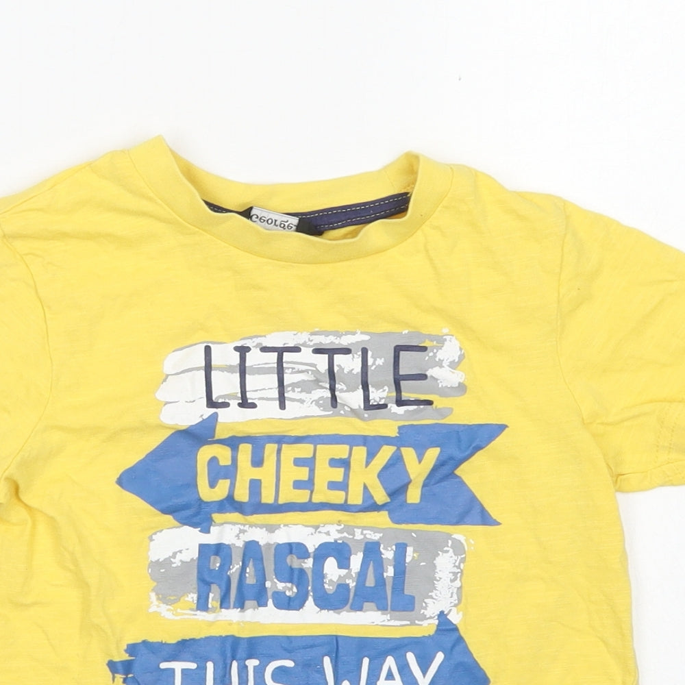 George Boys Yellow  Cotton Basic T-Shirt Size 4-5 Years Crew Neck
