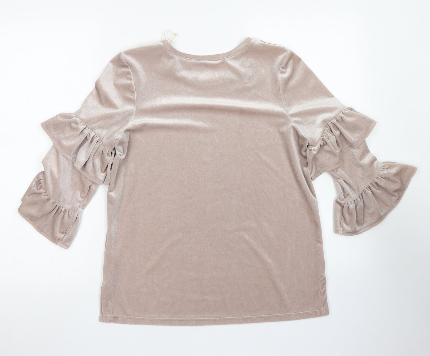 TU Womens Pink  Polyester Basic Blouse Size 8 Crew Neck