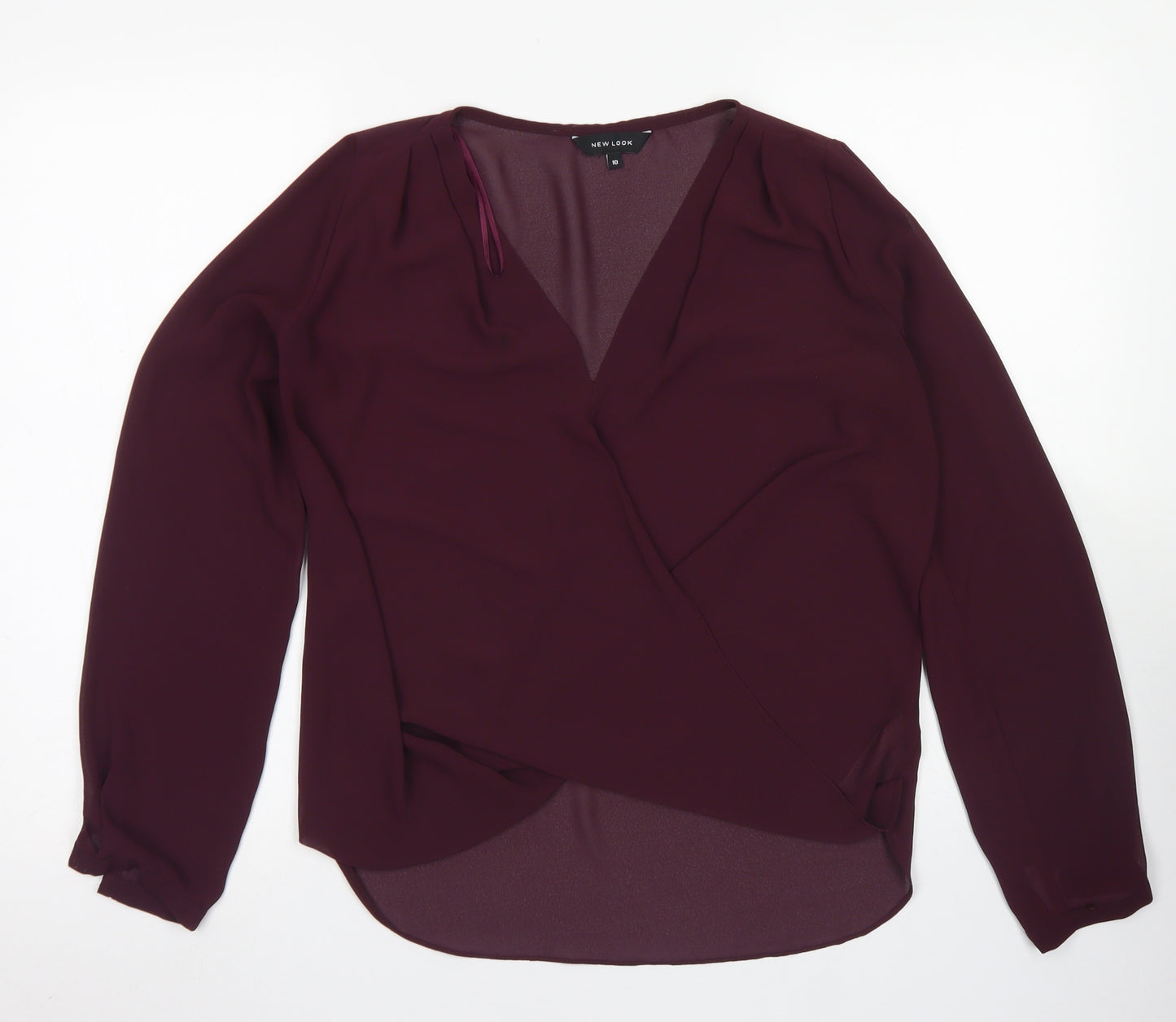 New Look Womens Purple  Polyester Basic Blouse Size 10 V-Neck