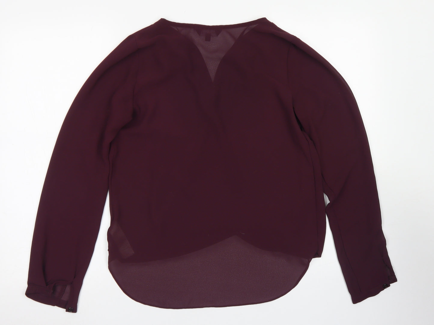 New Look Womens Purple  Polyester Basic Blouse Size 10 V-Neck