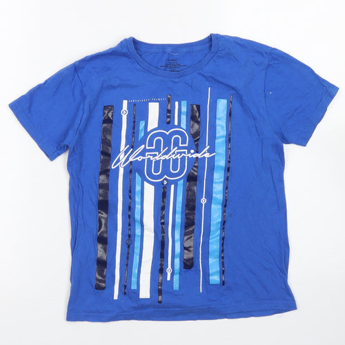 Worldwide Boys Blue  Cotton Basic T-Shirt Size 8-9 Years Crew Neck
