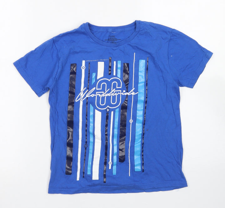 Worldwide Boys Blue Cotton Basic T-Shirt Size 8-9 Years Crew Neck