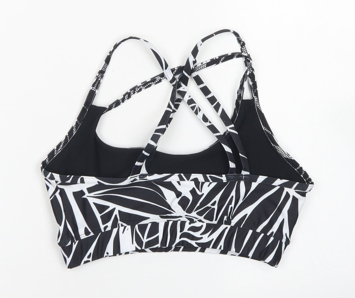 Kheper Womens Black Animal Print Polyester Cropped Tank Size 10 Round Neck