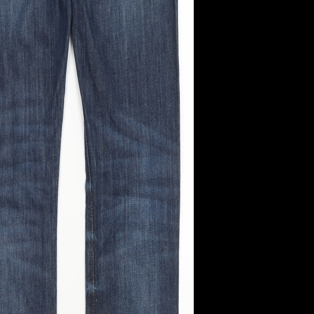 River Island Mens Blue  Cotton Straight Jeans Size 28 in L32 in Regular Button