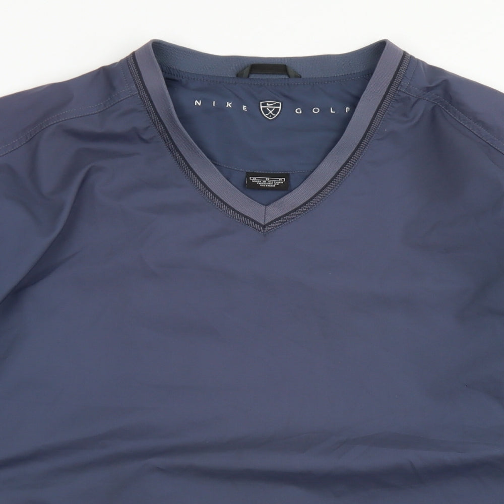Nike Mens Blue  Polyester Pullover Casual Size M V-Neck