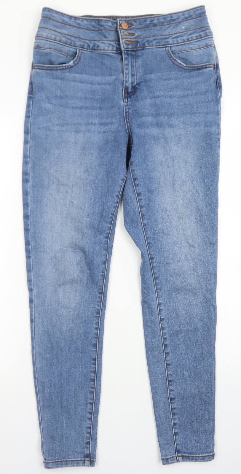 Denim Co Womens Blue  Cotton Skinny Jeans Size 14 L27 in Regular Button