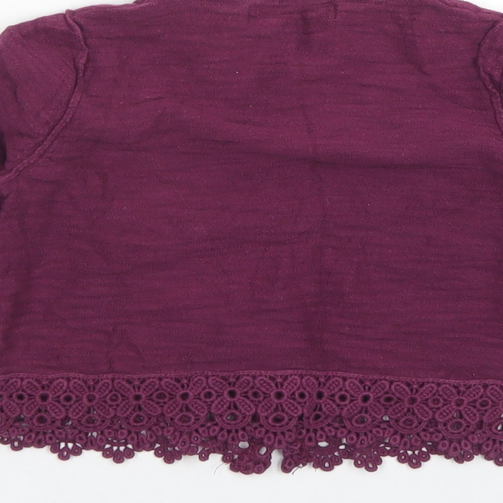 George Girls Purple Crew Neck  Cotton Cardigan Jumper Size 5 Years  Button - Lace trim