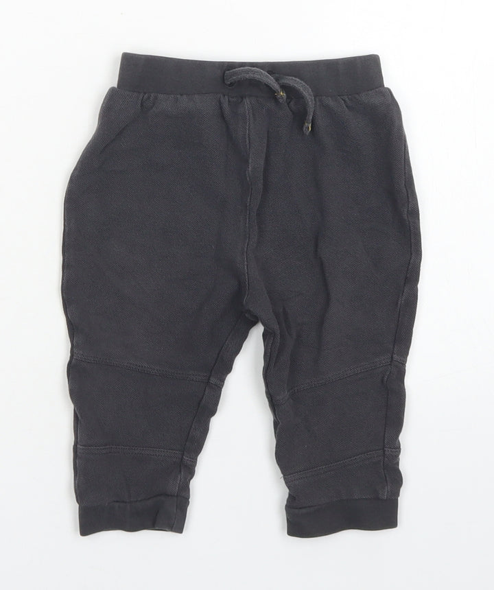 TU Girls Grey Cotton Jogger Trousers Size 9-12 Months Drawstring