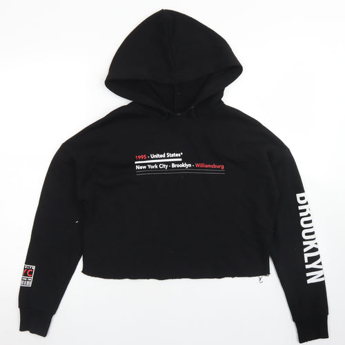915 Generation Girls Black  Polyester Pullover Hoodie Size 12-13 Years   - Cropped