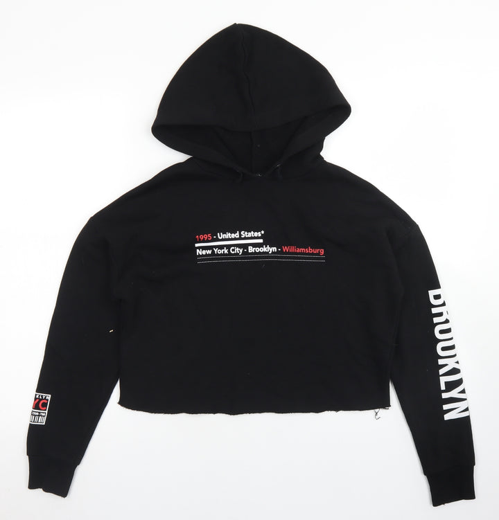915 Generation Girls Black  Polyester Pullover Hoodie Size 12-13 Years   - Cropped